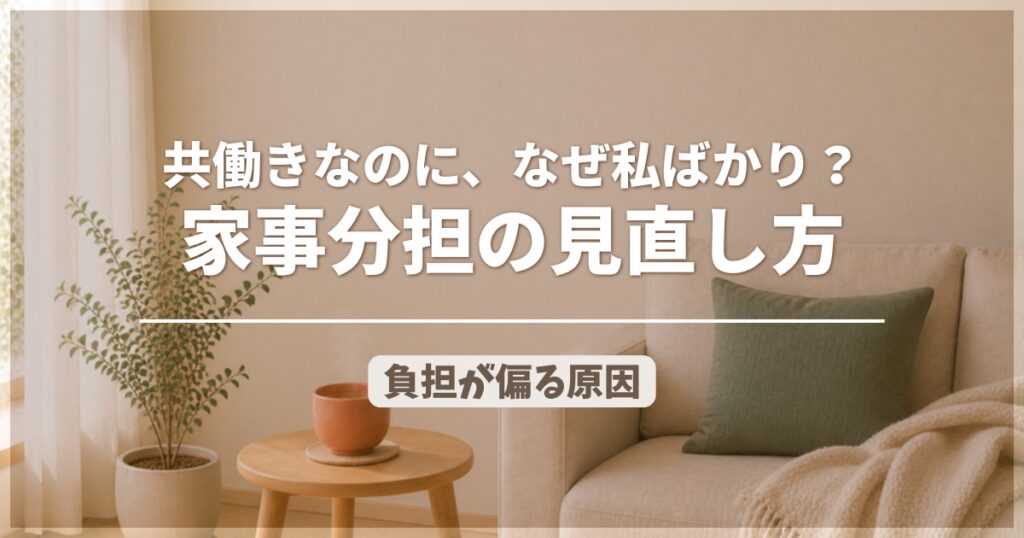 共働きの家事分担なぜ自分ばかり｜負担が偏る原因と見直し方のアイキャッチ画像